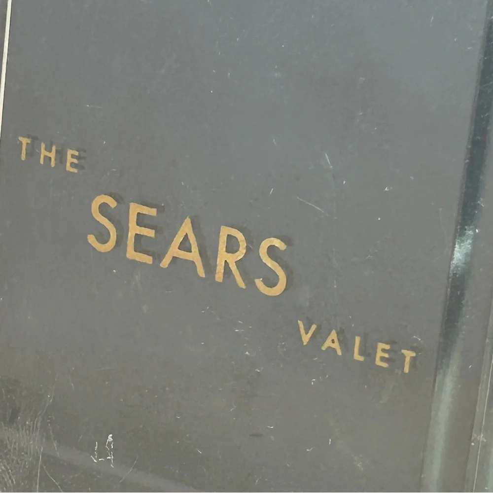 The Sears Valet Vintage Black Plastic Compartment Box with Yellow Felt Interior